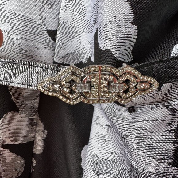 EUC Vince Camuto Black Floral Jacquard Off-the-Shoulder Formal Dress - Women's 6 - Picture 10 of 13